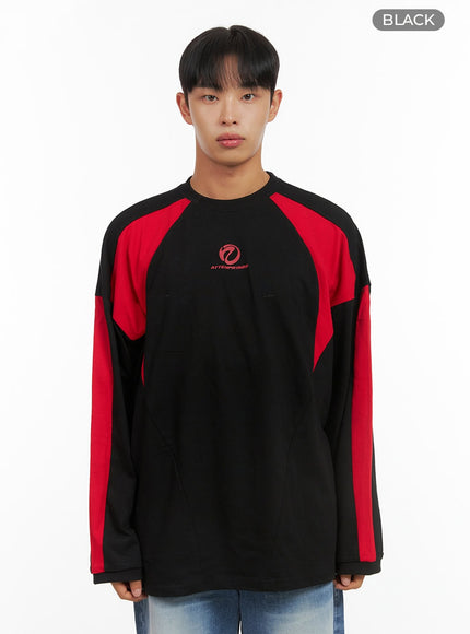 mens-mized-color-graphic-cotton-t-shirt-is419 / Black