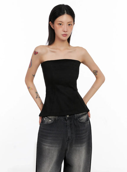Faux Suede Tube Top IS508