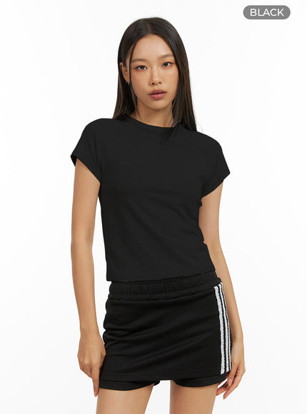 raglan-crop-short-sleeve-tee-ig405 / Black