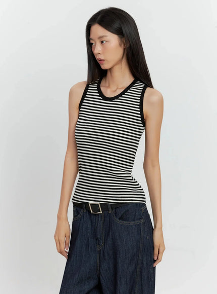 striped-knit-tank-top-il528 / Black