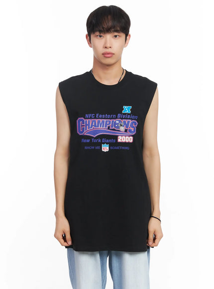 mens-graphic-sleeveless-shirt-iu519 / Black
