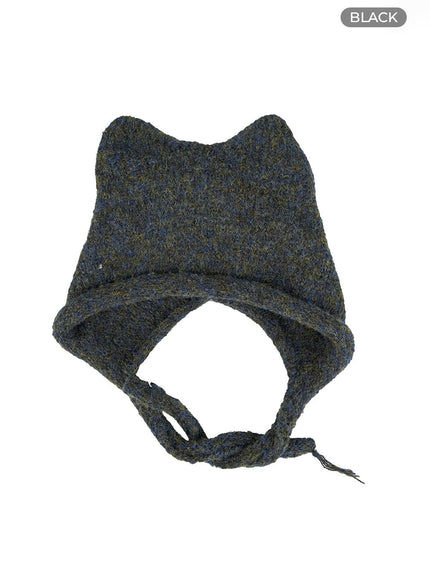 knit-bliss-cat-beanie-io430 / Black