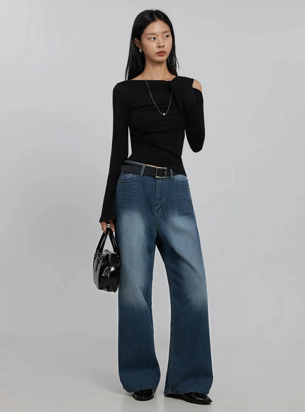 Sheer Off-Shoulder Long Sleeve Top ID516