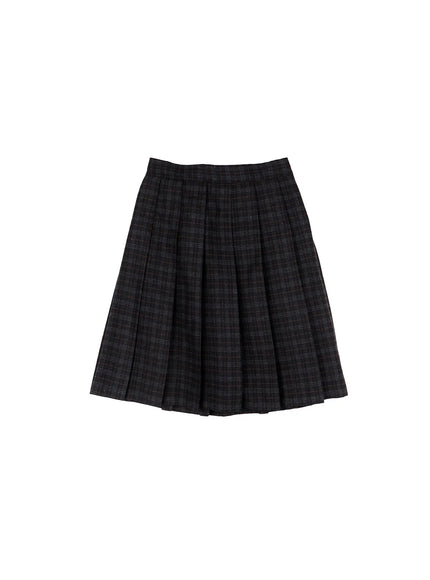 Plaid Pleated Midi Skirt IJ502