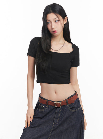 slim-fit-bolero-tee-iy516 / Black
