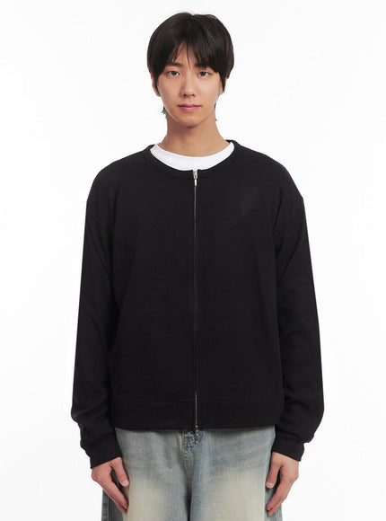 mens-cozy-zip-up-cardigan-ia511 / Black