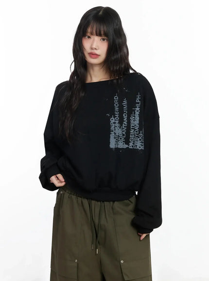off-shoulder-graphic-sweatshirt-f516 / Black