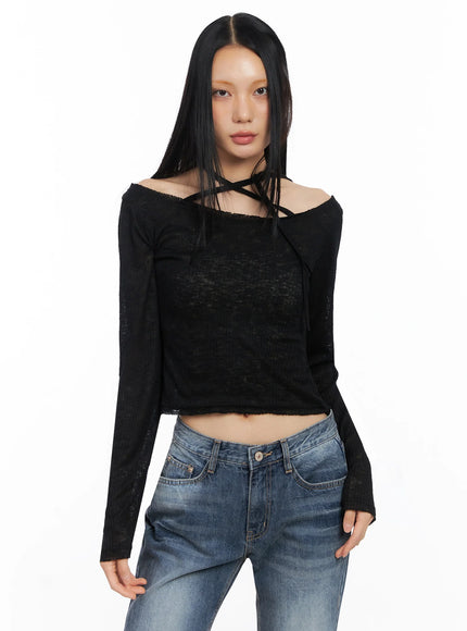 ribbed-halterneck-top-co516 / Black
