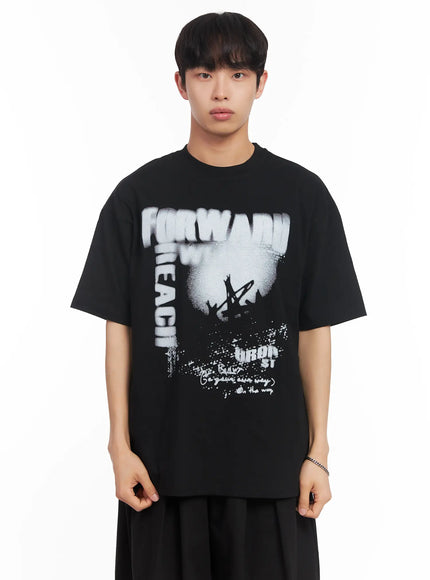 mens-washed-graphic-tee-iu518 / Black