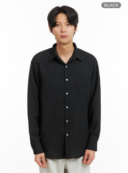 mens-regular-fit-button-up-shirt-iy416 / Black