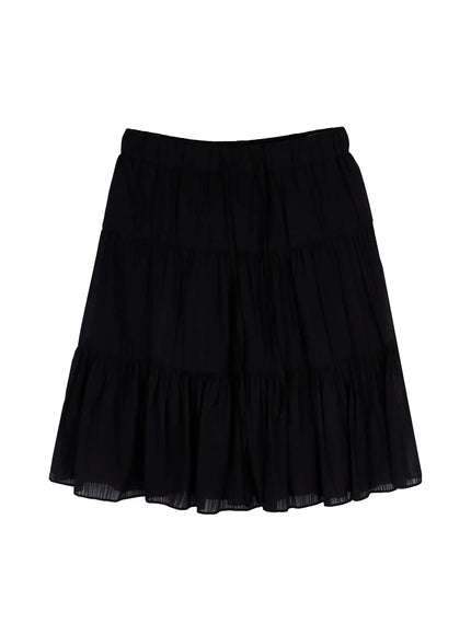 layered-chiffon-tiered-skirt-iy525 / Black