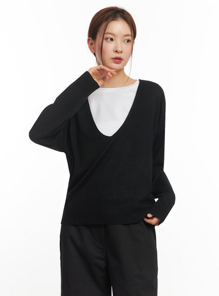 Loose-Fit V-Neck Sweater IM513