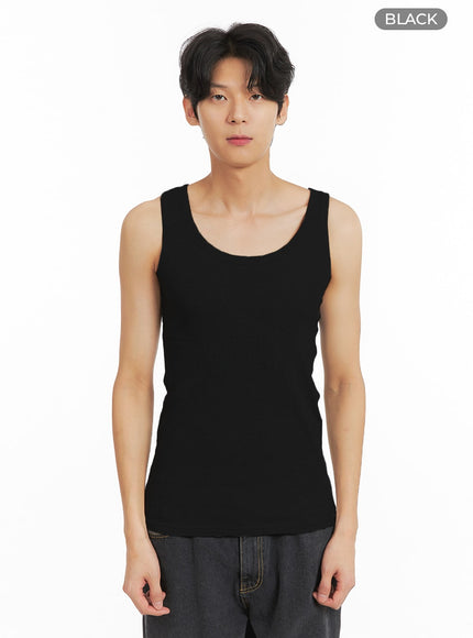 mens-basic-slim-fit-tank-top-ia401 / Black