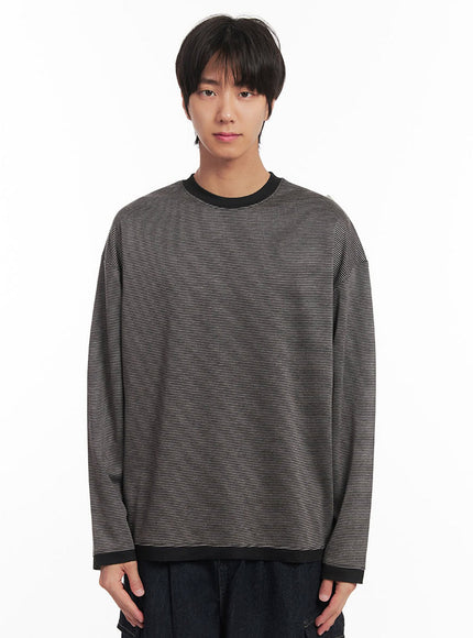 mens-thin-stripe-sweatshirt-ia511 / Black