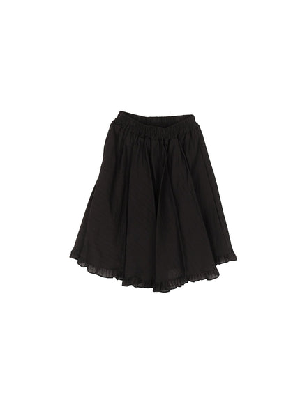 frill-flare-midi-skirt-iy508 / Black