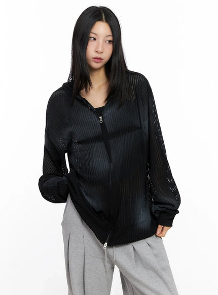 mesh-gradient-zip-up-hoodie-ig508 / Black