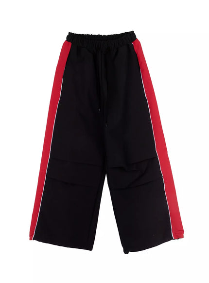 two-tone-parachute-pants-co516 / Black