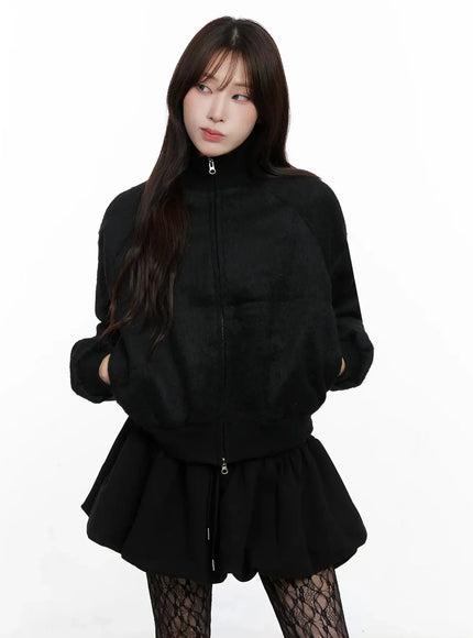 faux-fur-zip-jacket-in525 / Black