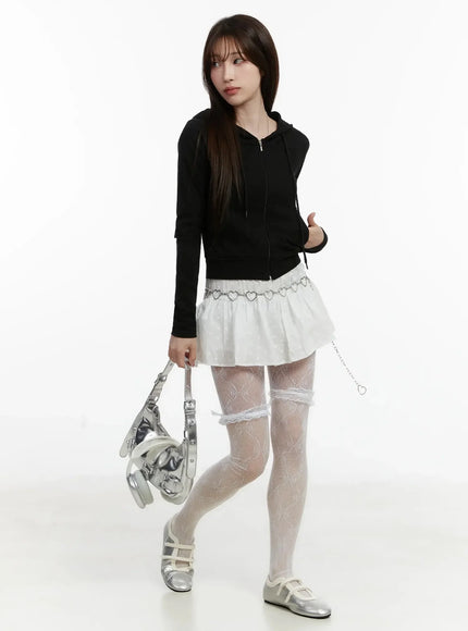 ribbed-crop-zip-up-hoodie-id525 / Black