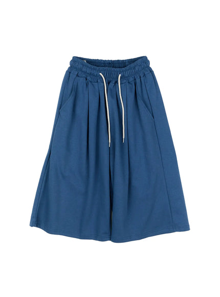 mens-pleated-sweat-shorts-ig512 / Blue