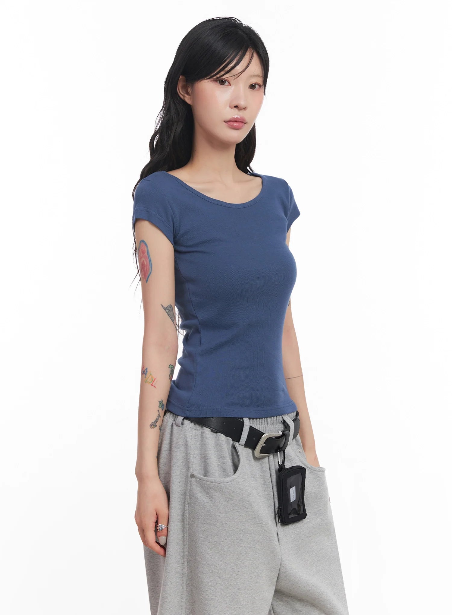 cap-sleeve-t-shirt-ic503 / Blue