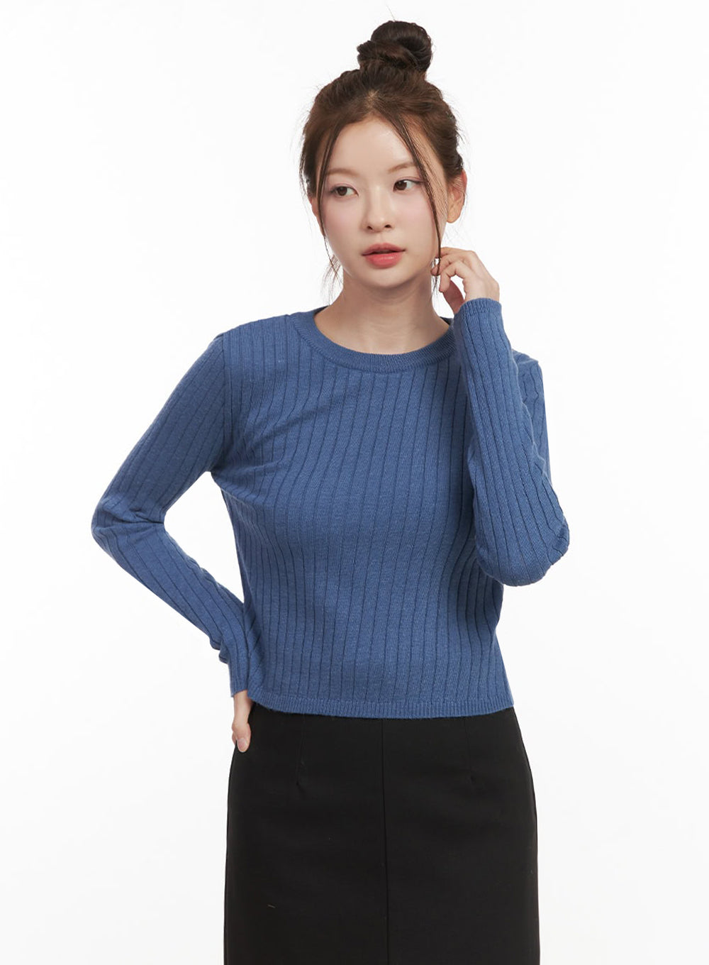 ribbed-cropped-sweater-if505 / Blue