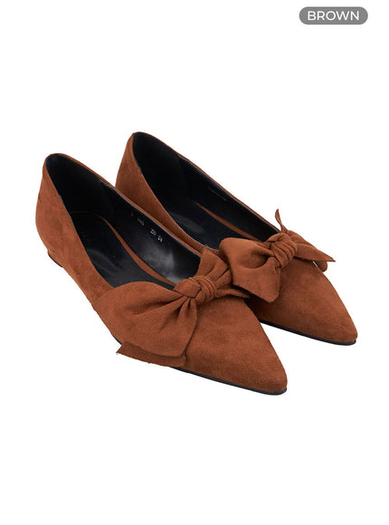 suede-ribbon-flats-io409 / Brown