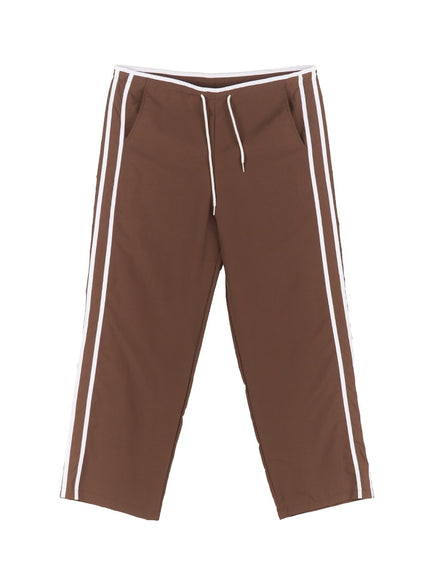 striped-nylon-track-pants-ia507 / Brown