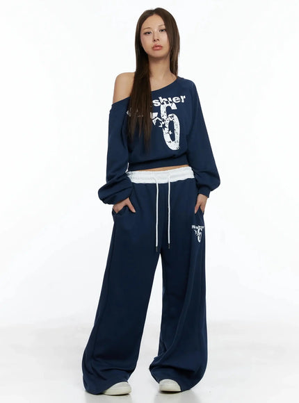 off-shoulder-cropped-sweatshirt-ig527 / Dark blue