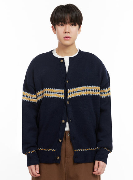 mens-nordic-loose-fit-cardigan-ij517 / Dark blue