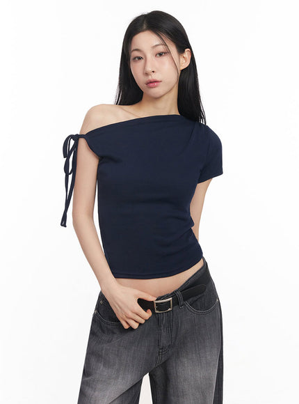 one-shoulder-ribbon-top-iy529 / Dark blue