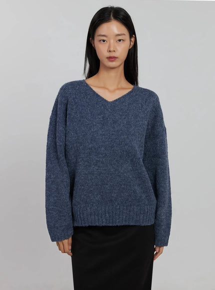 Oversized V-Neck Knit Top IJ508