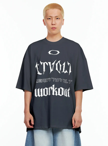 Men's Circle Bolt Oversized Graphic Tee IL514