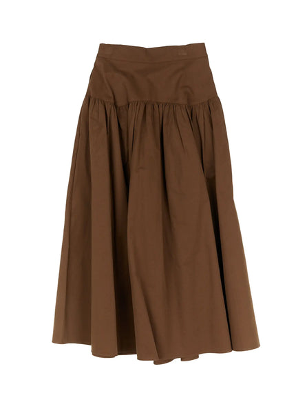 shirred-long-skirt-id510 / Dark brown