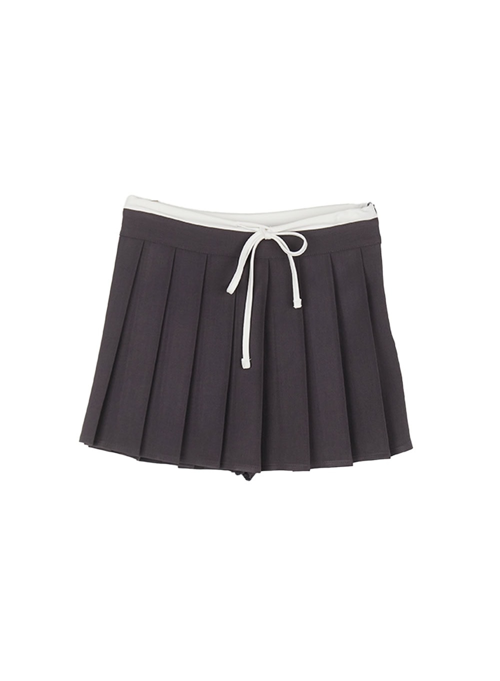 string-pleated-mini-skirt-iy513 / Dark gray