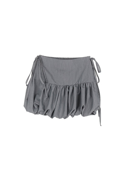 ribbon-stripe-pumpkin-mini-skirt-iy509 / Dark gray