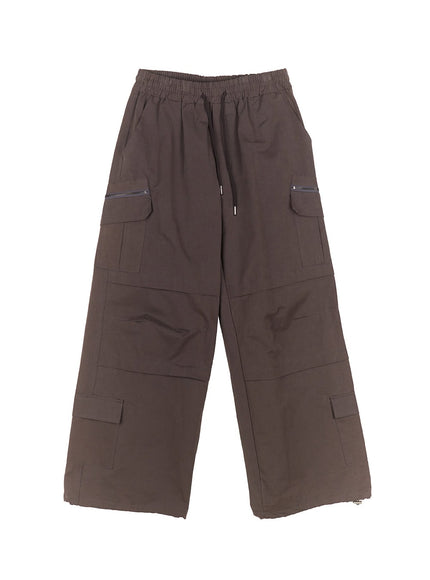 mens-cotton-pocket-wide-leg-pants-im528 / Dark gray