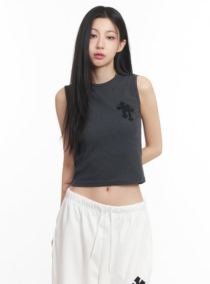 Patched Chic Sleeveless Top IY516