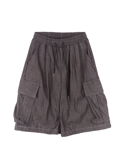 mens-cargo-stitched-jorts-ia511 / Dark gray