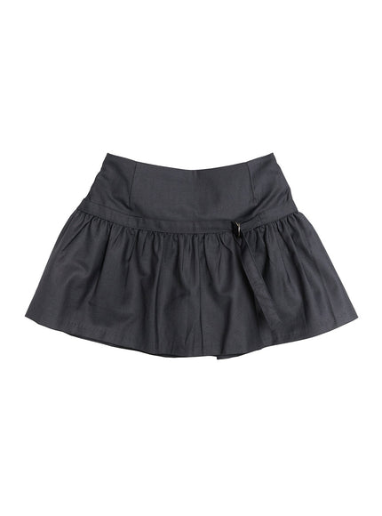 shirred-mini-skirt-if510 / Dark gray