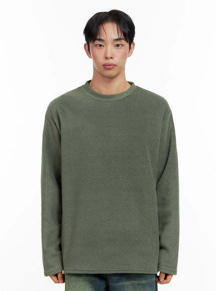 mens-fleece-long-sleeve-t-shirt-in426 / Dark green