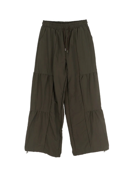 mens-line-stitch-parachute-pants-is510 / Dark green