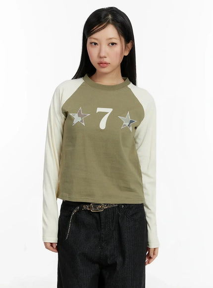 graphic-print-long-sleeve-top-id525 / Dark green