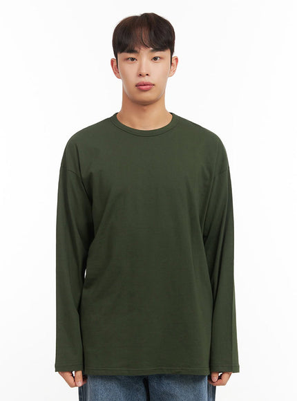 mens-essential-oversized-long-sleeve-t-shirt-if517 / Dark green