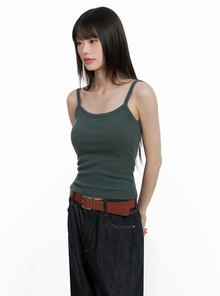 ribbed-sleeveless-crop-top-il531 / Dark green