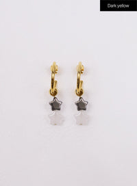 double-star-hoop-earrings-ij419 / Dark yellow