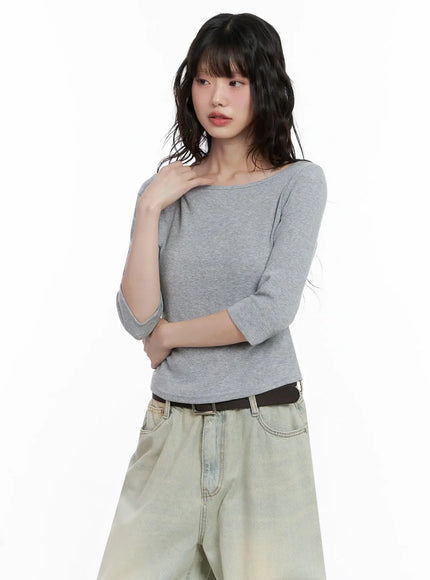 minimalist-black-boat-neck-top-il531 / Gray