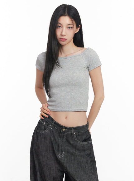 boatneck-cropped-tee-iy516 / Gray