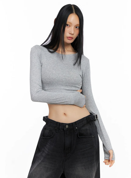 Ribbed Long Sleeve Crop Top CO517