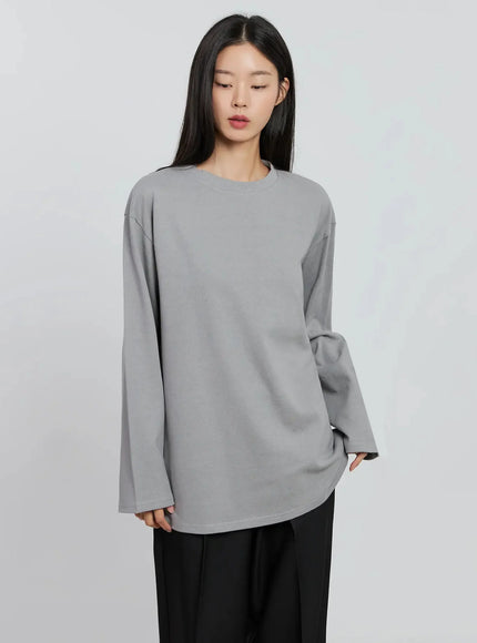 Casual Long Sleeve Oversized Tee IN507